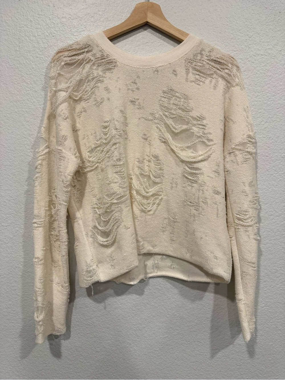 IRO Jeans Distressed Sudami Cenix Sweater Top Long Sleeve Ivory - XS